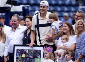 El tenista estadounidense, acompañado de toda su familia la tarde del jueves pasado, luego de quedar eliminado del USOpen y jugar el último partido de su carrera.