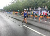 Jordy durante su participación en el Mundial de Budapest, donde terminó en el puesto 20 haciendo 1:20:08.