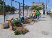 Trabajo. Durante las intervenciones se realiza poda, desbroce, limpieza, desalojo y riego de plantas.