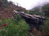 El autobús accidentado, en Huaccoto, en la provincia de Churcampa.