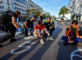 Los activistas bloquearon varias vías de Berlín, este lunes 18 de septiembre.