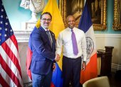 Cita. El alcalde de NY, Eric Adams, se reunió con el canciller Manrique.