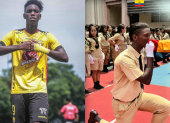 Allen Obando, juvenil delantero de Barcelona, acudió al juramento de la Bandera de Ecuador