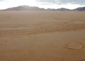 Paisaje en una zona árida de Namibia donde se pueden observar varios "círculos de hadas".