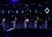 Una vista general del debate presidencial de los candidatos presidenciales en Argentina.