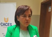 La presidenta del CACES, Ximena Córdova, en una entrevista con EXPRESO luego de la presentación del modelo de evaluación que se aplicará a las universidades en 2026