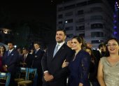 Aquiles Álvarez junto a su esposa Fiorella Icaza. En la foto a la derecha se encuentra también la Vicealcaldesa Blanca López.