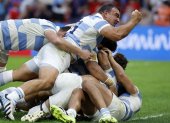 Los Pumas argentinos tras vencer 17 a 29 al equipo de Gales.