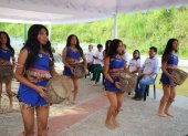 Presentación de comunidad en evento por área de reserva hídrica, en el Oriente.