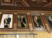 Cuadros de presidentes en el salón Amarillo, en el Palacio de Carondelet.