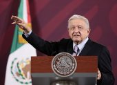 Andrés Manuel López Obrador, durante una rueda de prensa en Palacio Nacional, hoy en Ciudad de México