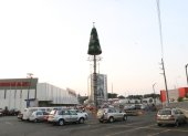 El árbol de Navidad ya comienza a ser visible para quienes transitan por el lugar.