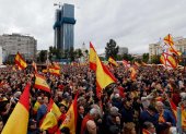 Protesta. Miles de personas protestan contra la amnistía en la plaza de Colón, en Madrid.