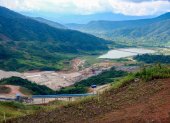 El depósito de relaves de la minera china Ecuacorriente que opera la mina Mirador, en El Pangui, provincia de Zamora Chinchipe (Ecuador).