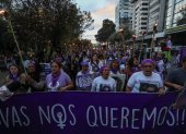 Quito. Activistas y grupos feministas participan en una manifestación.