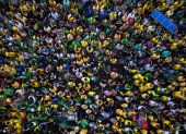 Cientos de simpatizantes del expresidente brasileño Jair Bolsonaro.