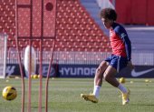 MADRID, 24/11/2023.- El centrocampista belga del Atlético de Madrid Axel Witsel controla el balón durante un entrenamiento del equipo este viernes en la víspera de su partido de LaLiga EA Sports contra el Mallorca. EFE/ Atlético de Madrid SOLO USO EDITORIAL/SOLO DISPONIBLE PARA ILUSTRAR LA NOTICIA QUE ACOMPAÑA (CRÉDITO OBLIGATORIO)