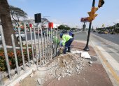 En la avenida de las Américas se realizan labores para la construcción de un paso elevado.