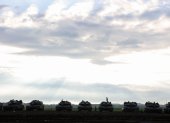 Tanques de las Fuerzas de Defensa de Israel en la frontera con Gaza.