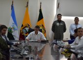 El presidente Daniel Noboa durante una reunión sobre el tema de la seguridad en la provincia de El Oro.