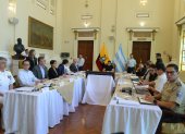 Compromiso. Las autoridades previo a la llegada del presidente Noboa.