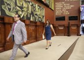 La exlegisadora Rocío Guanoluisa participó de la sesión del pleno en comisión general.