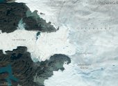 El glaciar Jakobshavn, en la costa oeste de Groenlandia en una imagen tomada en septiembre de 1985.