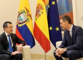 Daniel Noboa con el presidente del Gobierno español, Pedro Sánchez, en su reunión privada.