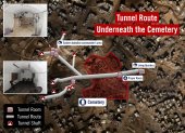 Fotografía aérea del recorrido del túnel que atraviesa el cementerio de Bani Suheila.