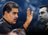 Ilustración sobre Nicolás Maduro y Daniel Noboa