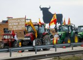 Protesta de agricultores españoles por las malas condiciones del sector.