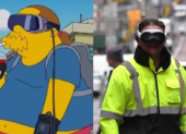 Comparación del episodio de Los Simpson con una fotografía real de una persona usando los Apple Vision Pro en la calle
