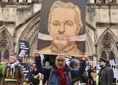 Protesta a favor de la liberación de Julian Assange, en Londres.