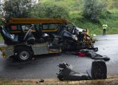 Así quedó el bus escolar tras el siniestro de tránsito.