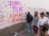 Uno de las paredes grafiteadas fue la de la iglesia de la Compañía de Jesús.