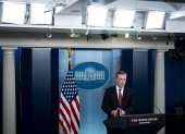 El asesor de Seguridad Nacional de la Casa Blanca, Jake Sullivan, durante una rueda de prensa en la Casa Blanca.