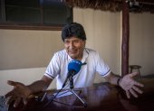 El expresidente de Bolivia Evo Morales (2006-2019), habla el 27 de marzo de 2024, en Villa Tunari.
