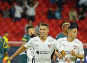 Alex Arce celebró su hat trick con Liga en la goleada a Imbabura