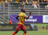 Renny Jaramillo marcó el primer gol de Aucas sobre Cumbayá.