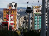 Cabinas del transporte por cable "Mi Teleférico", el 27 de marzo de 2024 en La Paz (Bolivia).