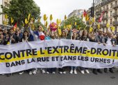 Manifestación organizada en París contra la extrema derecha, este sábado 15 de junio.