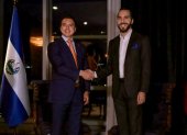 El presidente de Ecuador, Daniel Noboa, con su par salvadoreño, Nayib Bukele, en San Salvador, hace pocas semanas.