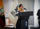 Gabriela Aguilar, durante un foro sobre la cultura y la diversidad. Ella no se destaca solo en los estudios, pues en su búsqueda por contribuir al bienestar de los demás,