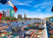 Simulación de cómo será el desfile inaugural de los Juegos Olímpicos a lo largo del Río Sena, en donde más de 90 embarcaciones trasnportarán a los deportistas.