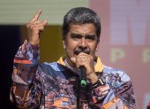 El presidente de Venezuela y candidato a la reelección, Nicolás Maduro, durante un acto de campaña el jueves pasado.