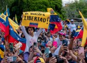 Simpatizantes del candidato a la Presidencia de Venezuela por la Plataforma Unitaria Democrática (PUD), Edmundo González Urrutia.