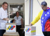 Edmundo González y Nicolás Maduro ejerciendo su derecho al voto.