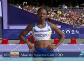 Maribel Caicedo en su primer Heat en la carrera de 100 metros vayas