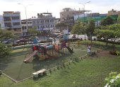 Espacios. El parque Huancavilca está ubicado en el cuadrante de las avenidas Quito, Machala y las calles Padre Solano y Manuel Galecio. Sus dos predios están interconectados.