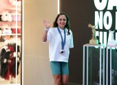 La medallista olímpica de marcha Glenda Morejón participó en un conversatorio de una de las marcas privadas que la auspician en la capital.
